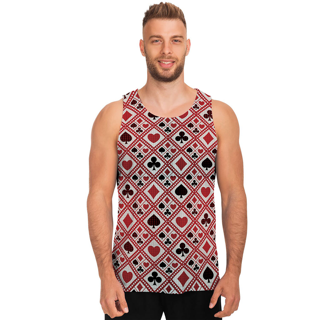 Playing Card Suits Plaid Pattern Print Men's Tank Top