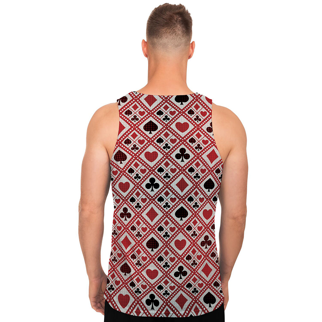 Playing Card Suits Plaid Pattern Print Men's Tank Top