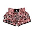 Playing Card Suits Plaid Pattern Print Muay Thai Boxing Shorts