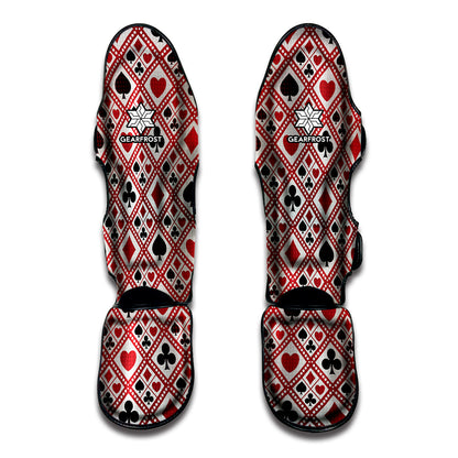 Playing Card Suits Plaid Pattern Print Muay Thai Shin Guard