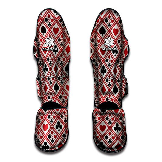 Playing Card Suits Plaid Pattern Print Muay Thai Shin Guard