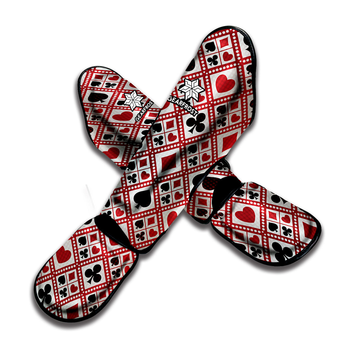 Playing Card Suits Plaid Pattern Print Muay Thai Shin Guard