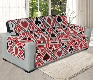 Playing Card Suits Plaid Pattern Print Oversized Sofa Protector