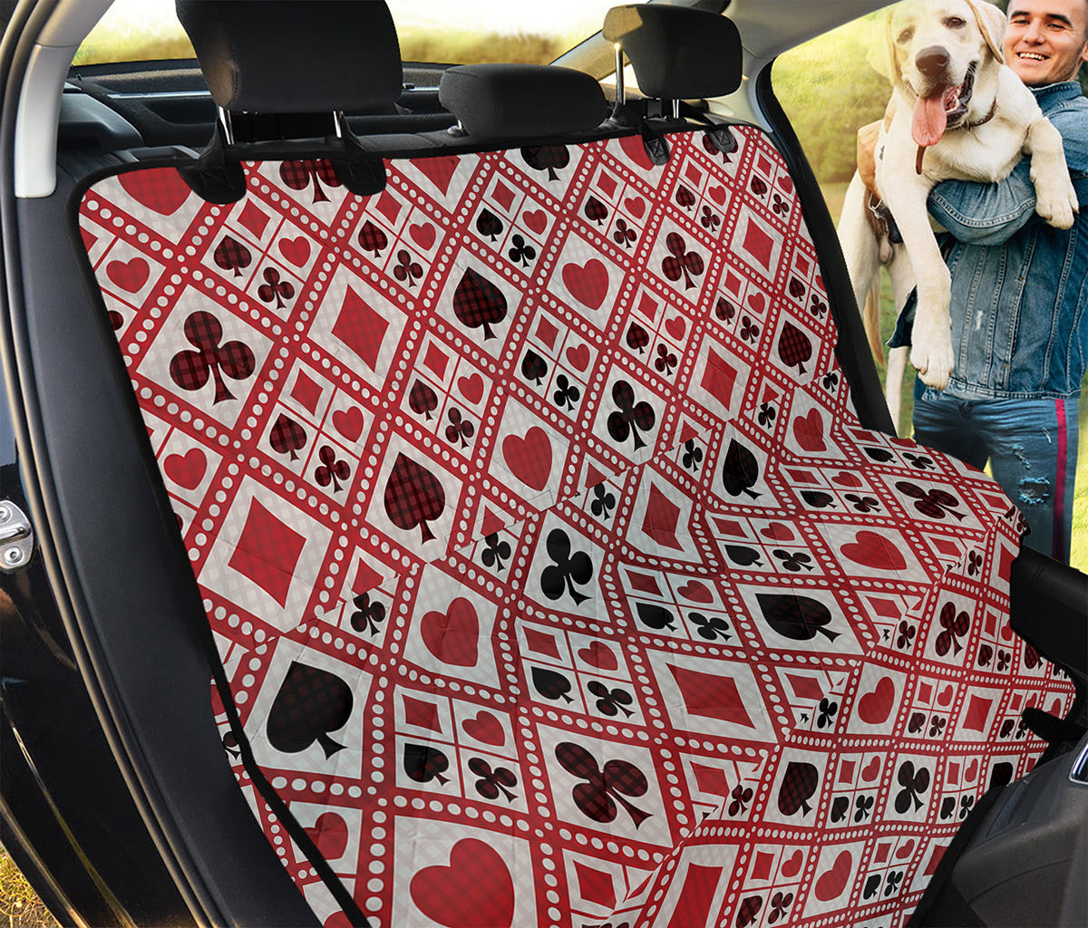 Playing Card Suits Plaid Pattern Print Pet Car Back Seat Cover