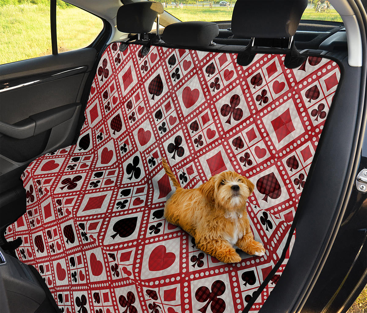 Playing Card Suits Plaid Pattern Print Pet Car Back Seat Cover