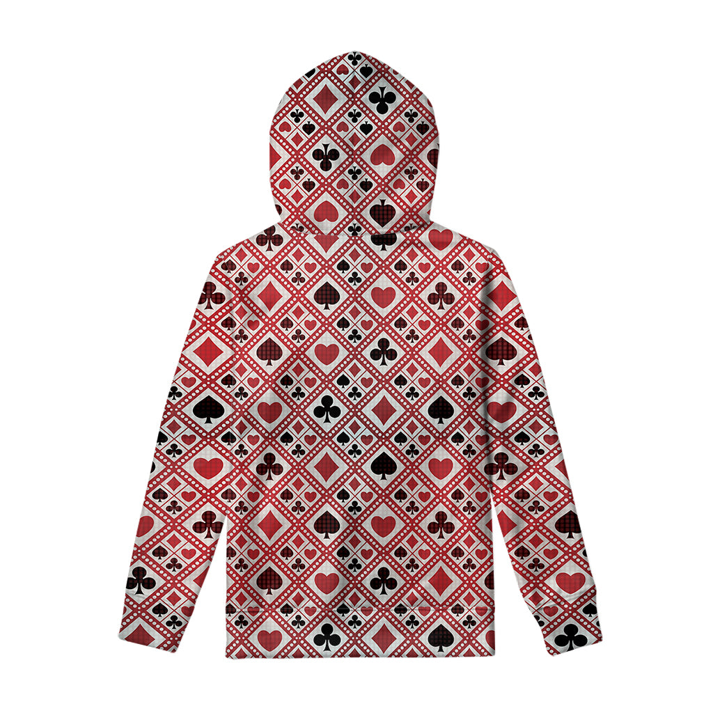Playing Card Suits Plaid Pattern Print Pullover Hoodie