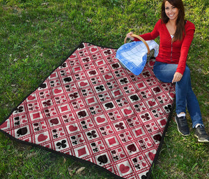 Playing Card Suits Plaid Pattern Print Quilt