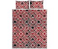 Playing Card Suits Plaid Pattern Print Quilt Bed Set