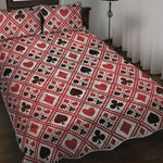 Playing Card Suits Plaid Pattern Print Quilt Bed Set