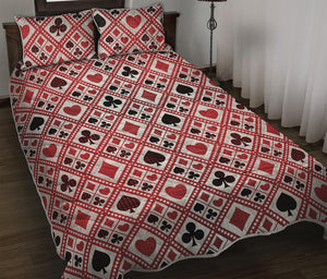 Playing Card Suits Plaid Pattern Print Quilt Bed Set