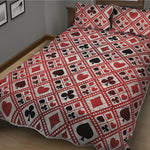 Playing Card Suits Plaid Pattern Print Quilt Bed Set