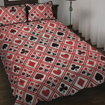 Playing Card Suits Plaid Pattern Print Quilt Bed Set