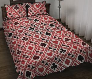 Playing Card Suits Plaid Pattern Print Quilt Bed Set