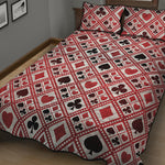 Playing Card Suits Plaid Pattern Print Quilt Bed Set