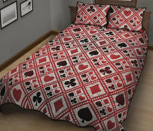 Playing Card Suits Plaid Pattern Print Quilt Bed Set