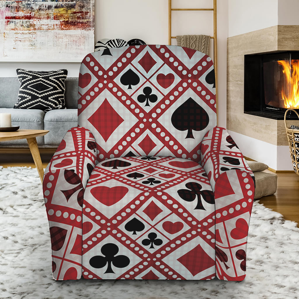 Playing Card Suits Plaid Pattern Print Recliner Slipcover