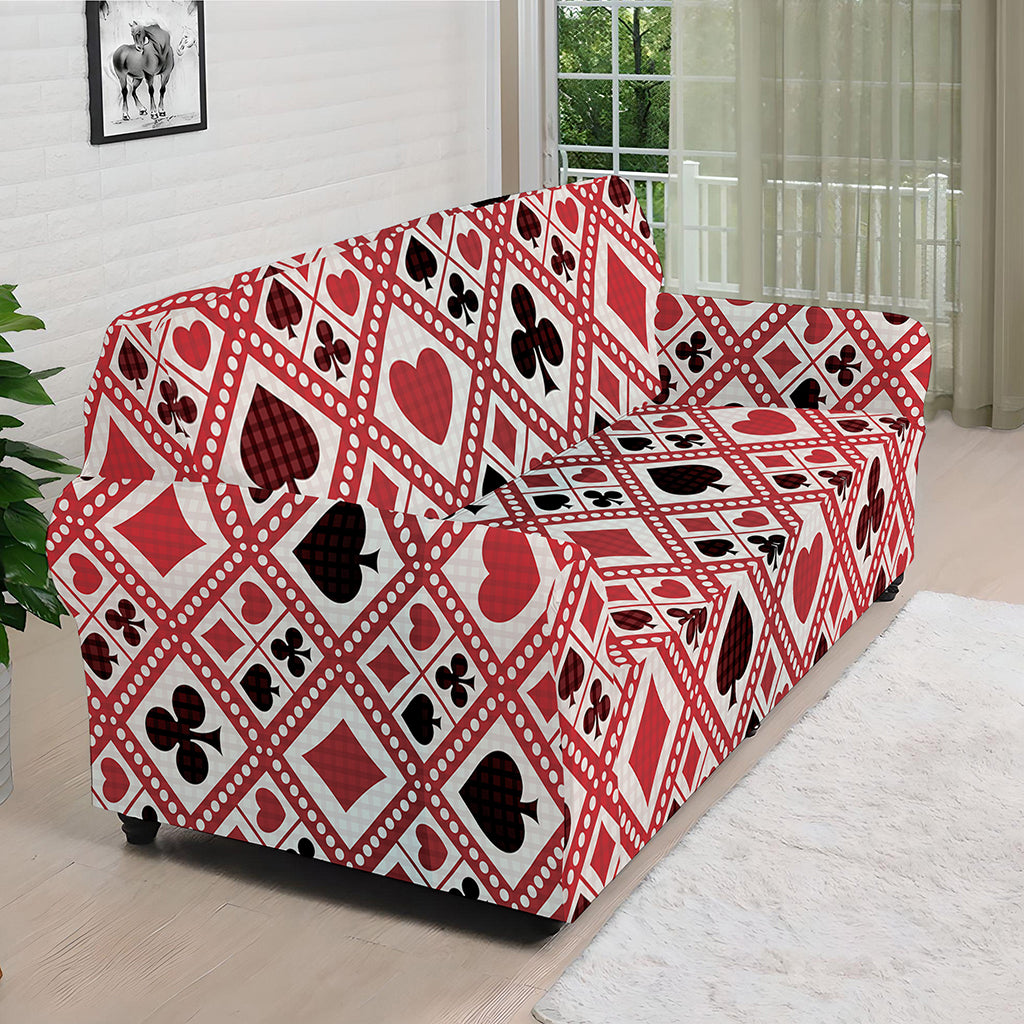 Playing Card Suits Plaid Pattern Print Sofa Cover