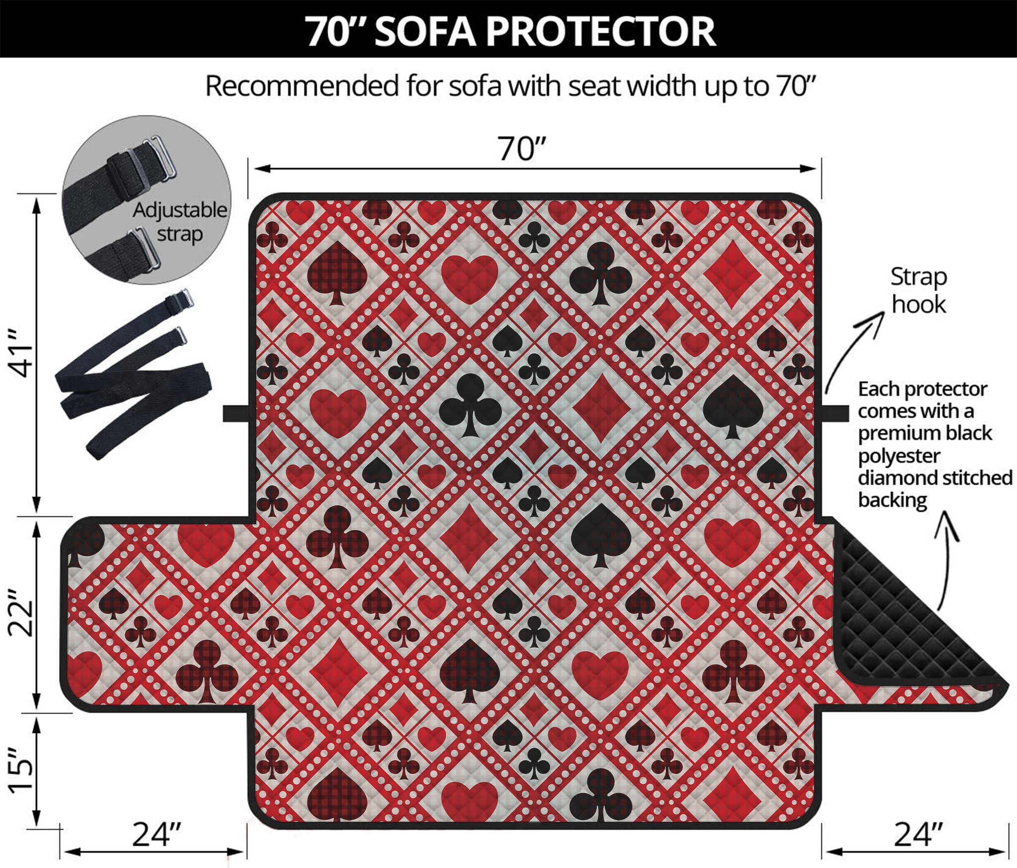 Playing Card Suits Plaid Pattern Print Sofa Protector