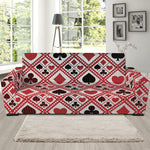 Playing Card Suits Plaid Pattern Print Sofa Slipcover