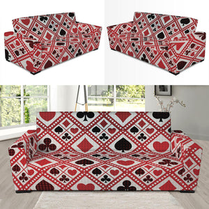 Playing Card Suits Plaid Pattern Print Sofa Slipcover