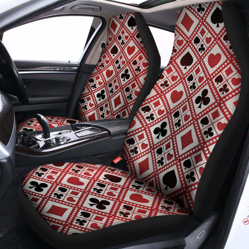 Playing Card Suits Plaid Pattern Print Universal Fit Car Seat Covers