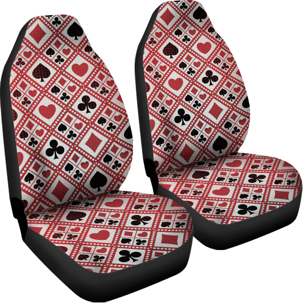 Playing Card Suits Plaid Pattern Print Universal Fit Car Seat Covers
