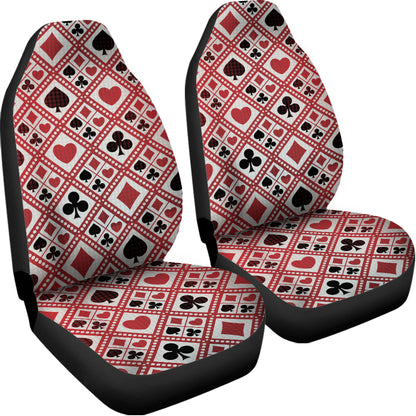 Playing Card Suits Plaid Pattern Print Universal Fit Car Seat Covers