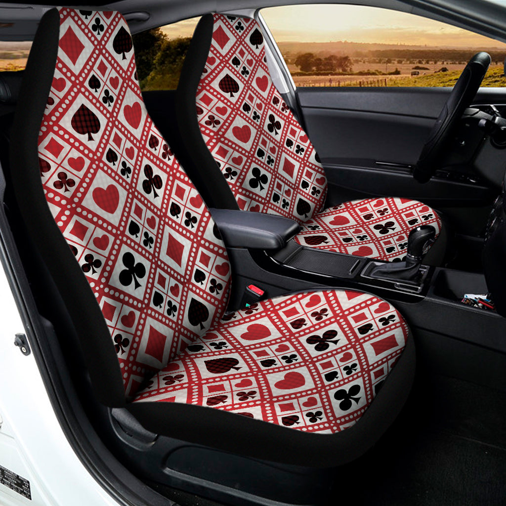 Playing Card Suits Plaid Pattern Print Universal Fit Car Seat Covers