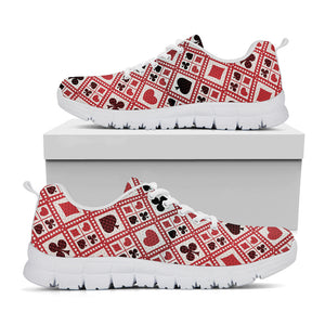 Playing Card Suits Plaid Pattern Print White Sneakers