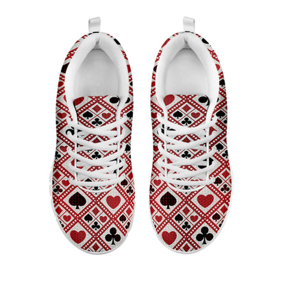 Playing Card Suits Plaid Pattern Print White Sneakers