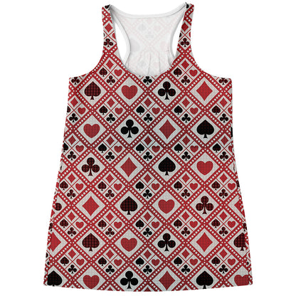 Playing Card Suits Plaid Pattern Print Women's Racerback Tank Top