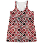 Playing Card Suits Plaid Pattern Print Women's Racerback Tank Top
