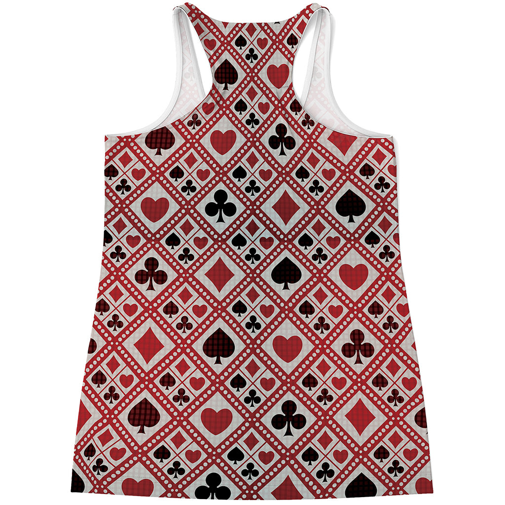 Playing Card Suits Plaid Pattern Print Women's Racerback Tank Top