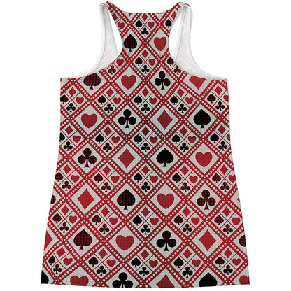 Playing Card Suits Plaid Pattern Print Women's Racerback Tank Top