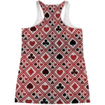 Playing Card Suits Plaid Pattern Print Women's Racerback Tank Top