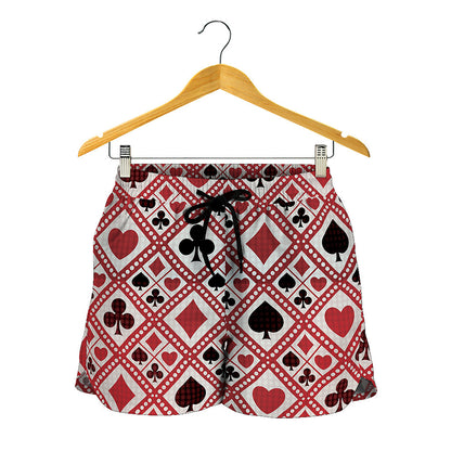 Playing Card Suits Plaid Pattern Print Women's Shorts