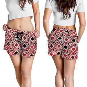 Playing Card Suits Plaid Pattern Print Women's Shorts