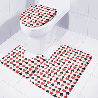 Playing Card Symbols Pattern Print 3 Piece Bath Mat Set