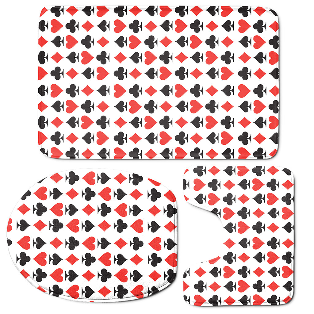 Playing Card Symbols Pattern Print 3 Piece Bath Mat Set