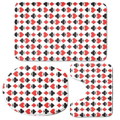 Playing Card Symbols Pattern Print 3 Piece Bath Mat Set