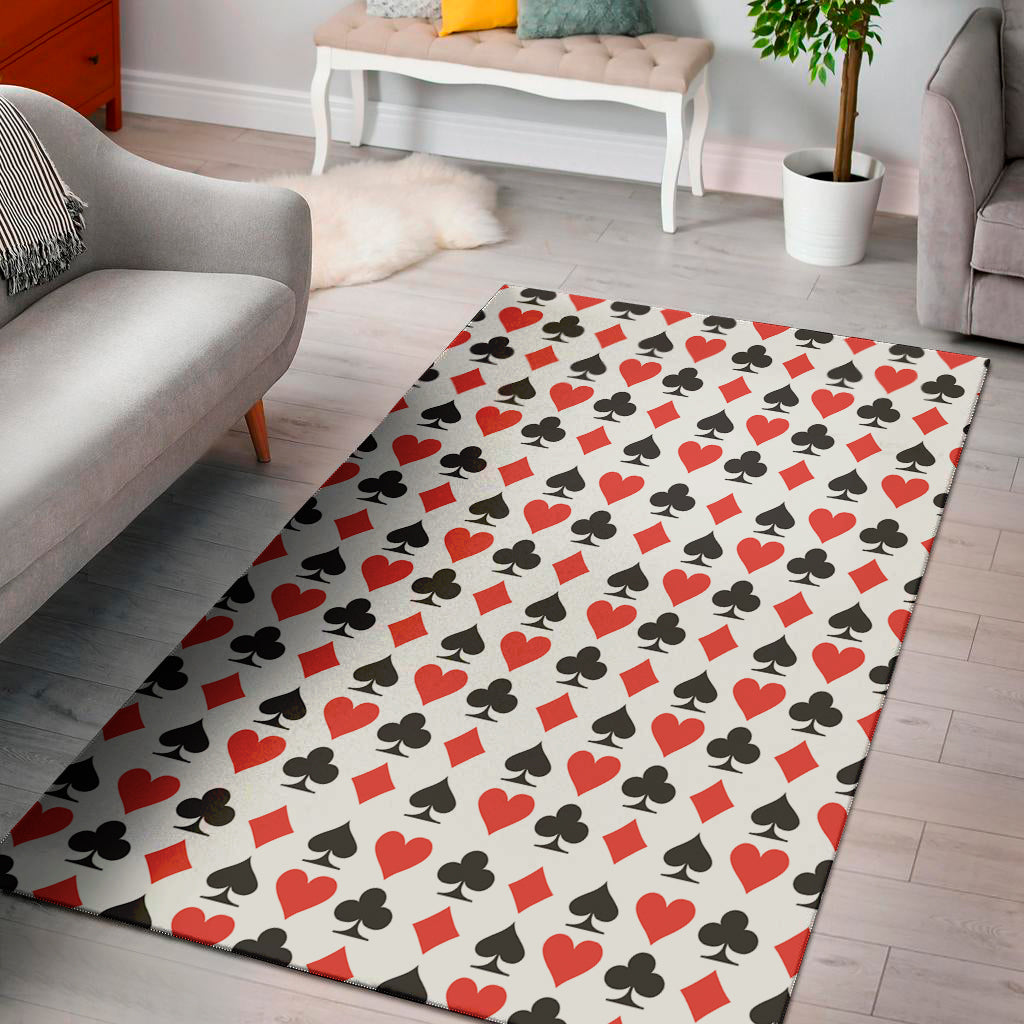 Playing Card Symbols Pattern Print Area Rug