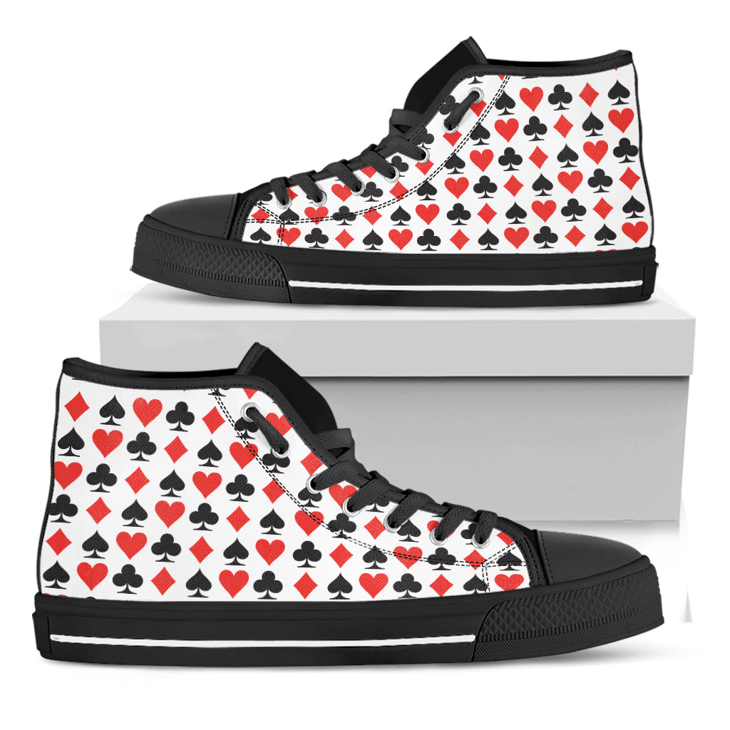 Playing Card Symbols Pattern Print Black High Top Shoes