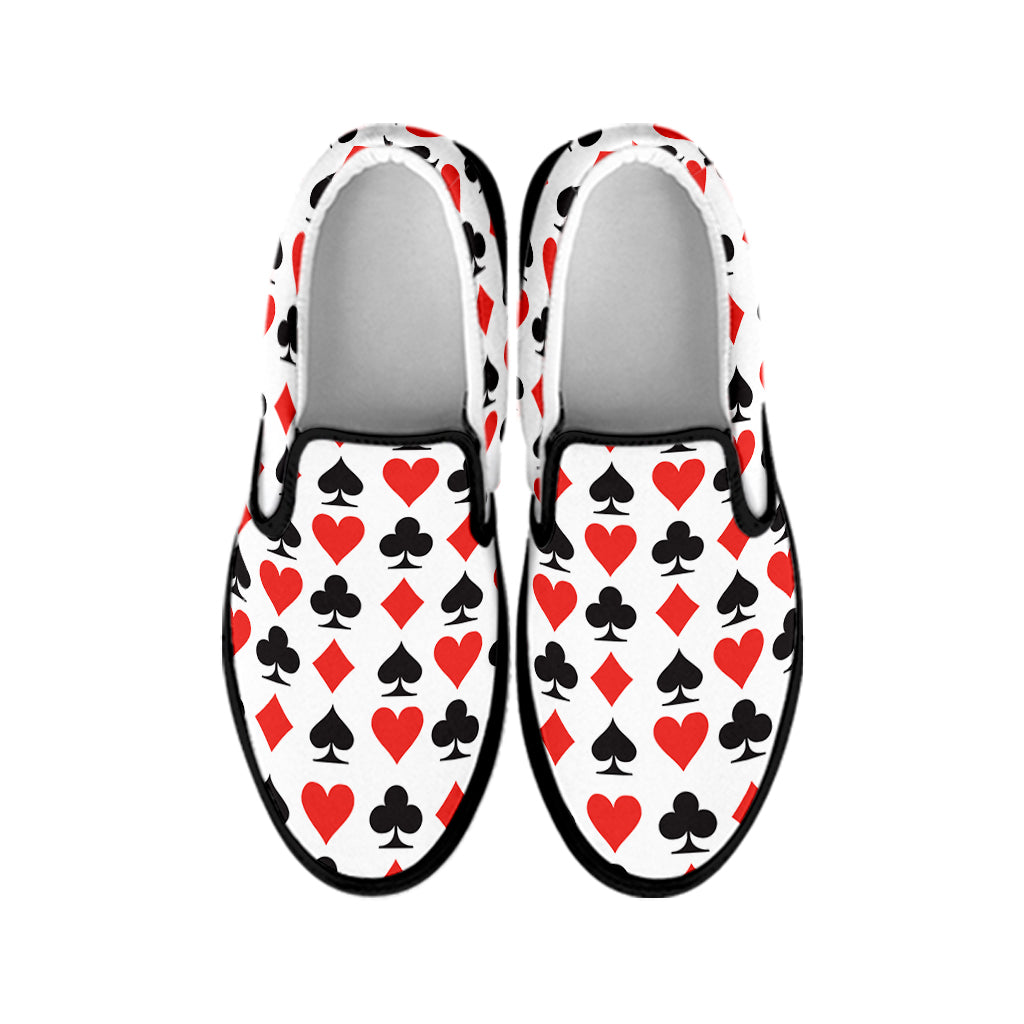 Playing Card Symbols Pattern Print Black Slip On Shoes