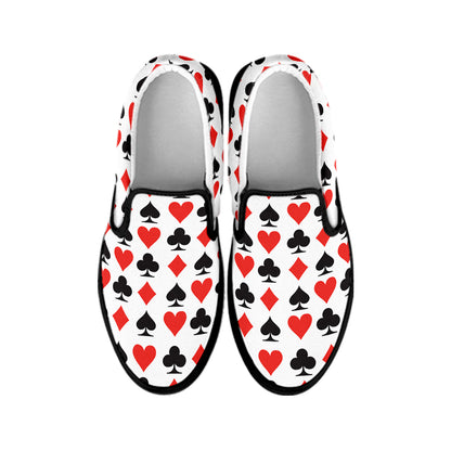 Playing Card Symbols Pattern Print Black Slip On Shoes