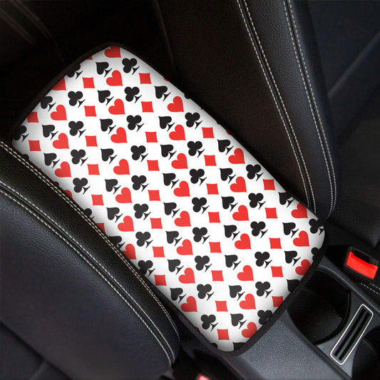Playing Card Symbols Pattern Print Car Center Console Cover