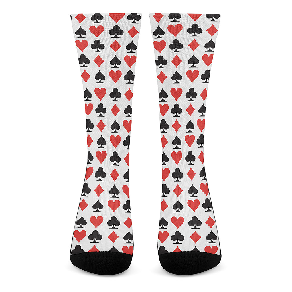 Playing Card Symbols Pattern Print Crew Socks