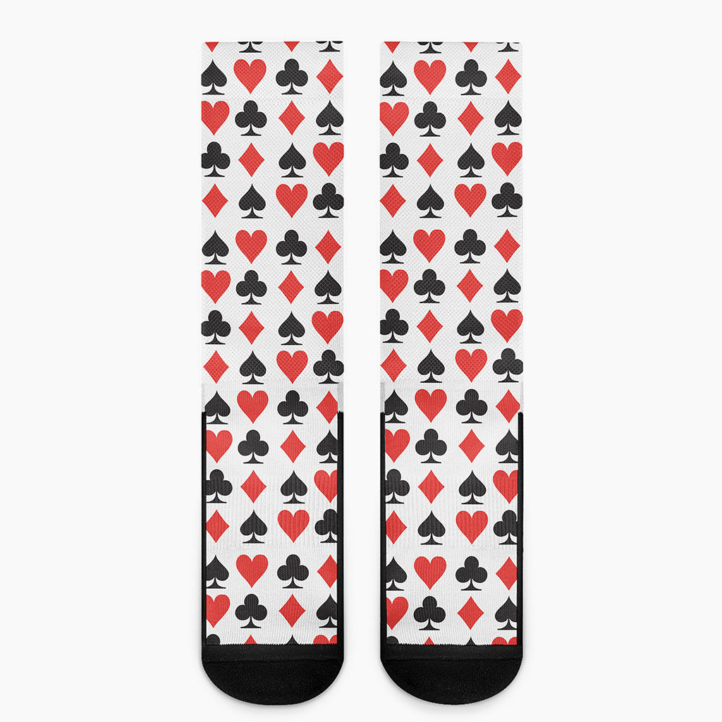 Playing Card Symbols Pattern Print Crew Socks