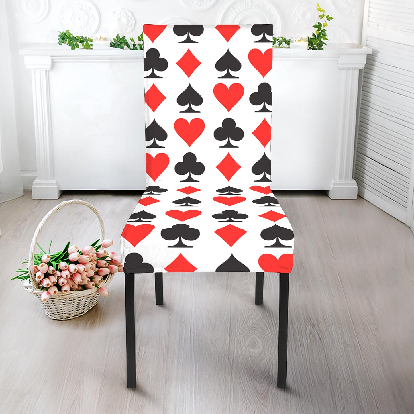 Playing Card Symbols Pattern Print Dining Chair Slipcover