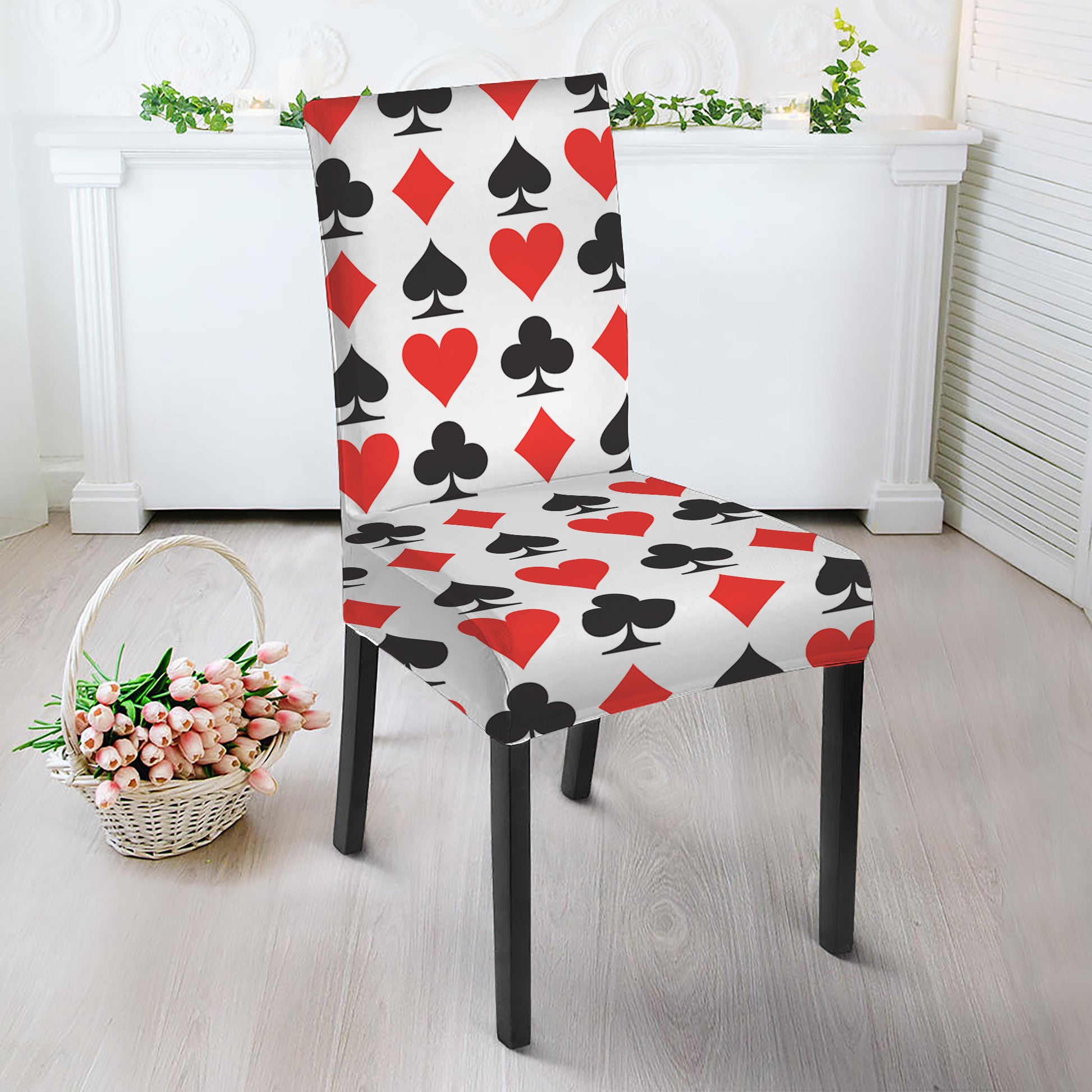 Playing Card Symbols Pattern Print Dining Chair Slipcover
