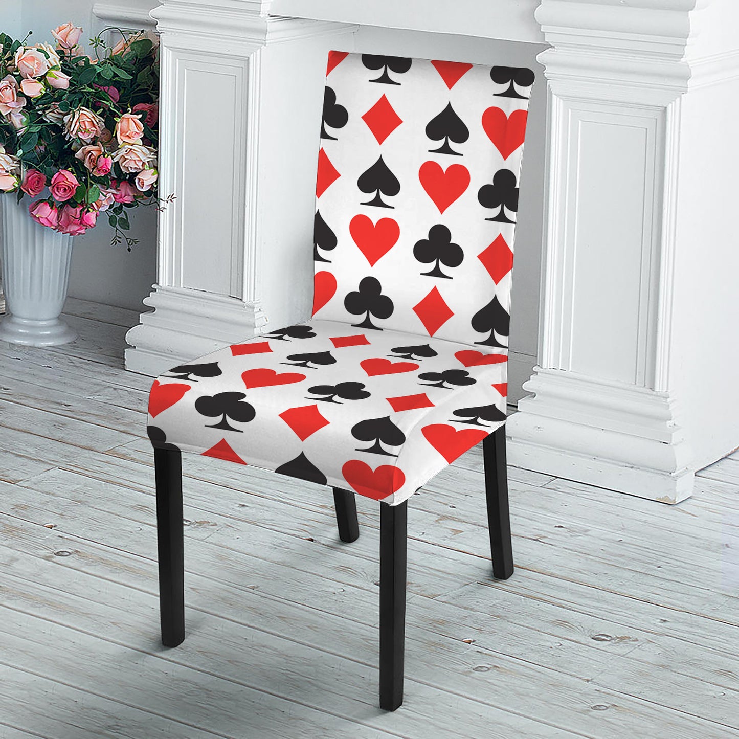 Playing Card Symbols Pattern Print Dining Chair Slipcover